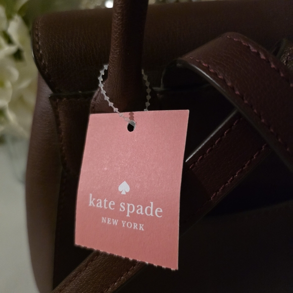 kate spade Burgundy Leather Mini Backpack with Heart Clasp - Picture 3 of 6